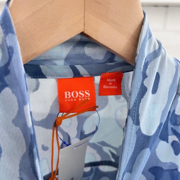Abstract Pattern Hugo Boss Quarter Zip Nylon Short Sleeve Shirt Jacket - Picture 7 of 7